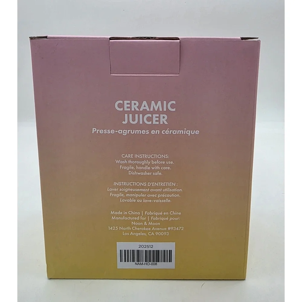 Noon and Moon - Ceramic - Pink - Hand Juicer - New in Box
